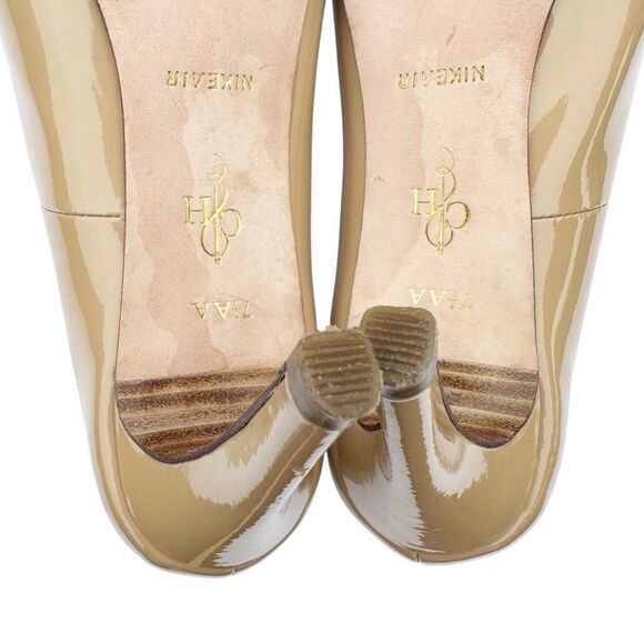 Cole Haan Nike Air Pumps Heels Nude Tan Patent Leather Platform Size 7.5 AA - Picture 8 of 14